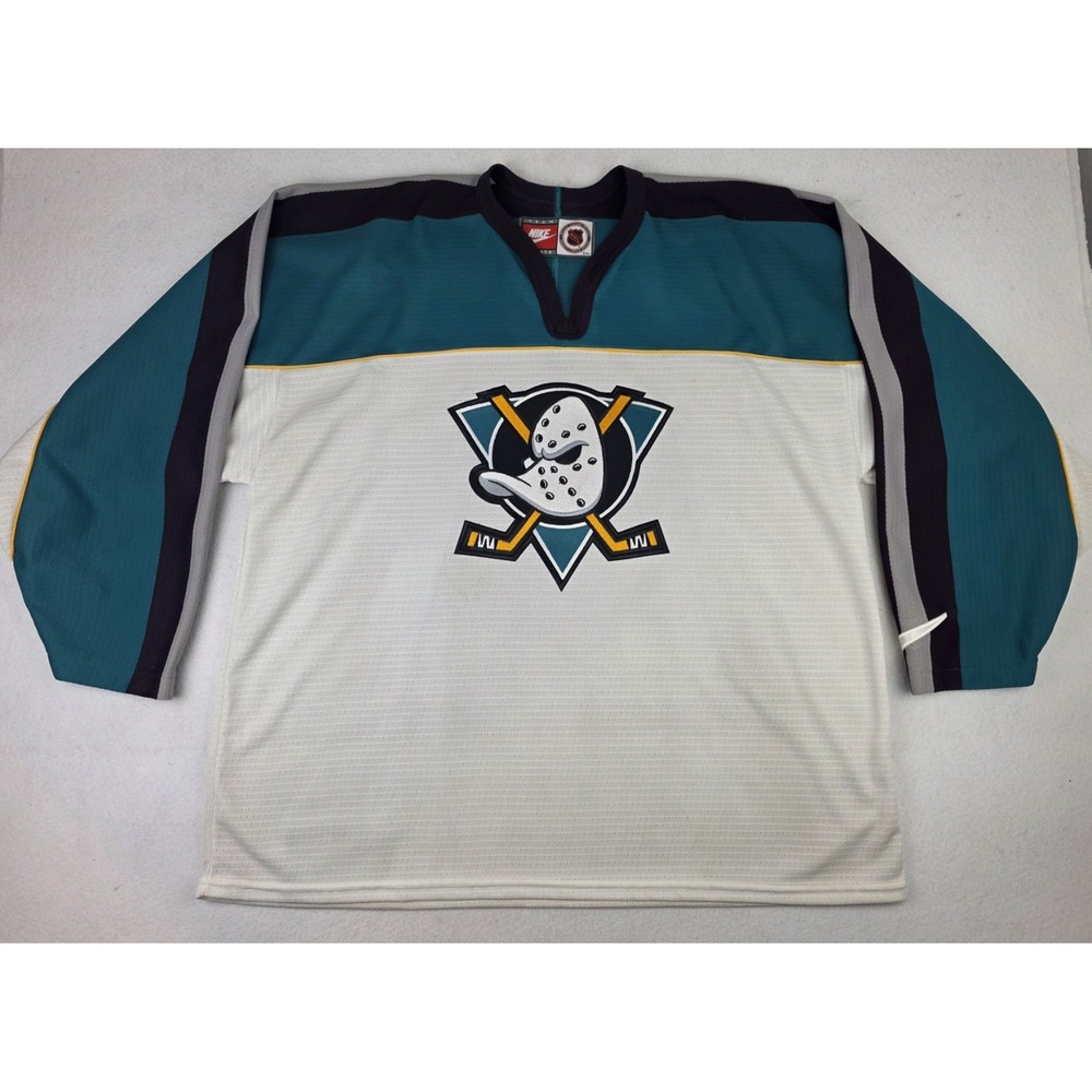 Vintage Team Nike 1990's Anaheim Mighty‎ Ducks NHL Jersey White XL Blank